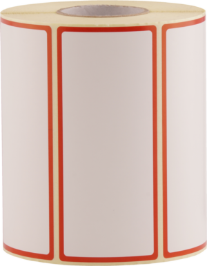 Etiketten 115x50mm , weiss, permanent klebend 1000 Etiketten pro Rolle Randfarbe rot – Bild 1