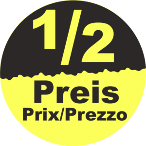 Aktionsetiketten 30mm Kreise "1/2 Preis" GELB 1000 Etiketten pro Rolle – Bild 3