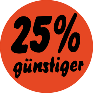 Aktionsetiketten 30mm Kreise "25% günstiger" 1000 Etiketten pro Rolle – Bild 3
