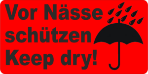 Warnetiketten 68x34mm "Vor Nässe schützen / Keep dry!" – Bild 1