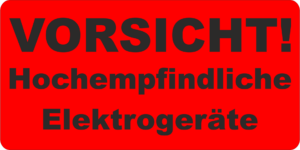 Warnetiketten 68x34mm "VORSICHT Hochempfindliche Elektrogeräte" – Bild 1