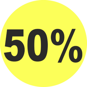 Aktionsetiketten 35mm Kreise "50%" GELB 1000 Etiketten pro Rolle – Bild 3