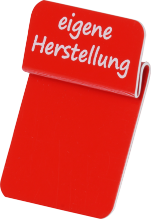Aktionsreiter 26x13mm „eigene Herstellung“ rot/weiss pro Packung 10 Stück – Bild 1