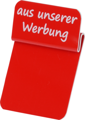 Aktionsreiter 26x13mm „aus unserer Werbung“ rot/weiss  pro Packung 10 Stück – Bild 1
