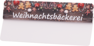 Aktionsreiter 86x18mm "Weihnachtsbäckerei" (weiss) pro Pack 10 Stück – Bild 1