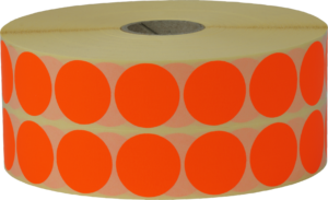 Etiketten 35mm Rund 2-Bahnig, leucht rot, permanent klebend 10000 Etiketten pro Rolle – Bild 1