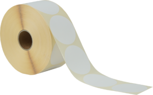 Etiketten 70mm Rund, weiss, permanent klebend 2000 Etiketten pro Rolle – Bild 2