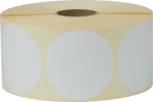 Etiketten 70mm Rund, weiss, permanent klebend 2000 Etiketten pro Rolle – Bild 1