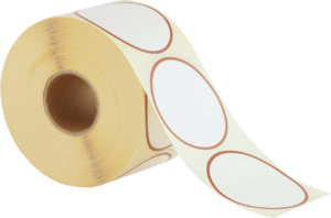Etiketten 70mm Rund, weiss, permanent klebend 1000 Etiketten pro Rolle Randfarbe braun – Bild 2