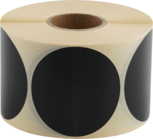 Etiketten 70mm Rund, schwarz, permanent klebend 1000 Etiketten pro Rolle – Bild 1