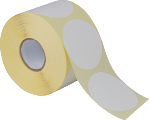 Etiketten 70mm Rund, weiss, permanent klebend 1000 Etiketten pro Rolle – Bild 2