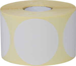 Etiketten 70mm Rund, weiss, permanent klebend 1000 Etiketten pro Rolle – Bild 1