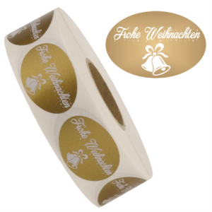 45x30mm Oval „Frohe Weihnachten“ 1000 Etiketten pro Rolle – Bild 1