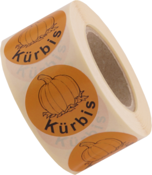 35mm Kreis „Kürbis“ 500 Etiketten pro Rolle – Bild 2