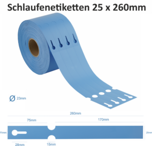 Schlaufenetiketten Blau 4-bahnig 25 x 260mm auf Rolle – Bild 2