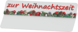 Aktionsreiter 86x18mm „zur Weihnachtszeit (rot)“ pro Pack 10 Stück – Bild 1