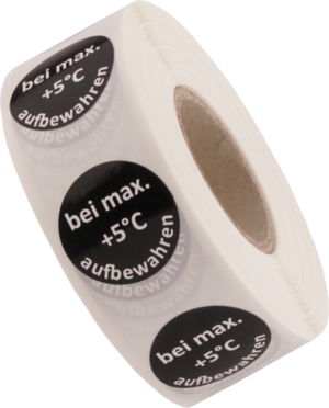 30mm Kreis „bei max. +5°C aufbewahren“ 1000 Etiketten pro Rolle – Bild 2