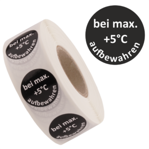 30mm Kreis „bei max. +5°C aufbewahren“ 1000 Etiketten pro Rolle – Bild 1